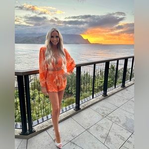 Z & L Europe Set- Shorts and Top Set- Size Small- Orange